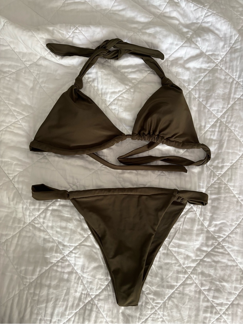 Olive Green Triangle Bikini Set